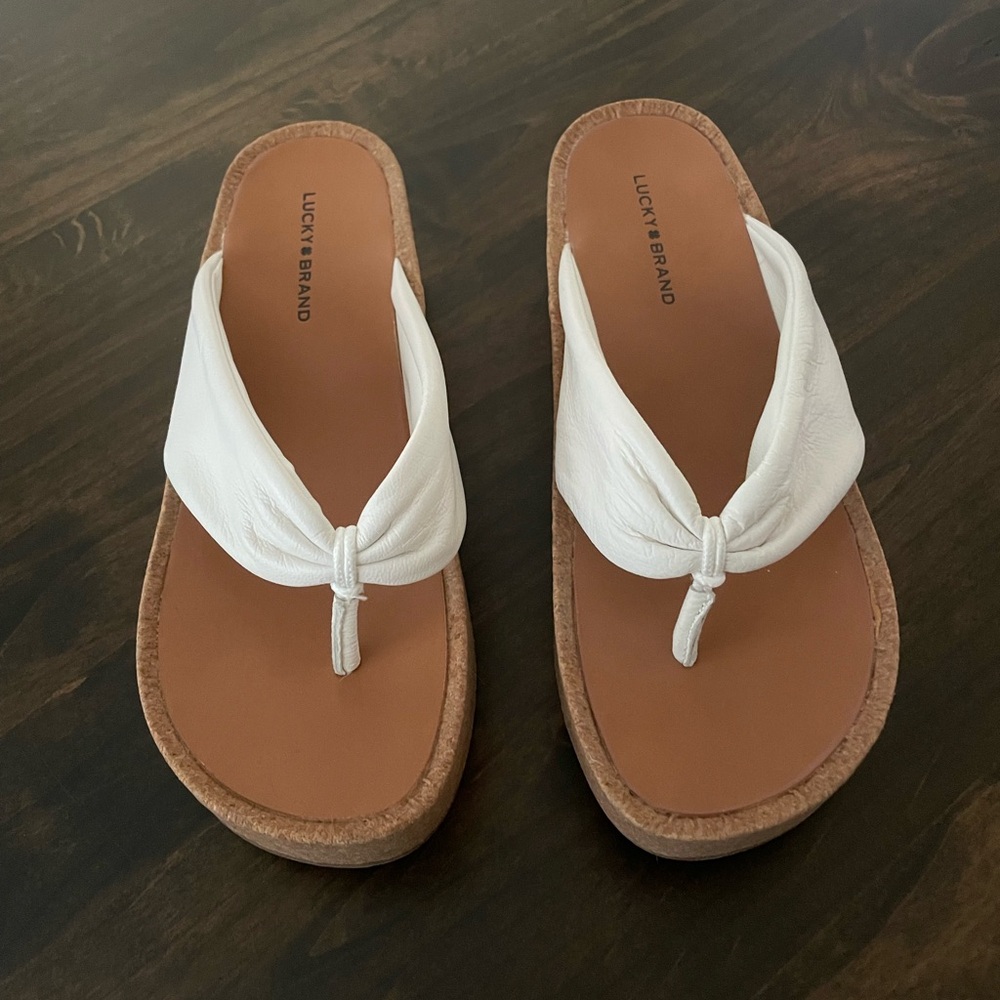 Lucky Brand Lellina White Wedge Sandal